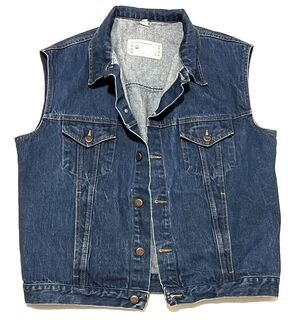 Vintage Benetton Denim Jean Vest Sleeveless Jacket EU Size 52 *See Measurements*
